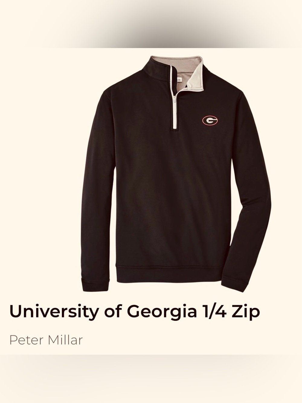 Peter Millar Black Quarter-Zip Pullover with Red Logo
